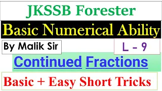 Continued Fractions|Quantitative Aptitude| JKSSB Forester|Simplification|Short Trick