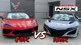 The 160k Acura NSX vs. 80k Corvette C8 .. Which is Really the Better Car?