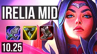 IRELIA vs SYNDRA (MID) | 8 solo kills, 500+ games, 9/2/2 | KR Diamond | v10.25