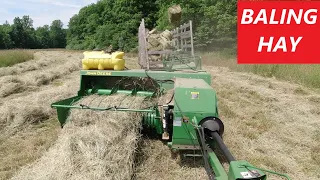 Baling Hay - John Deere 5055d & 348 Baler