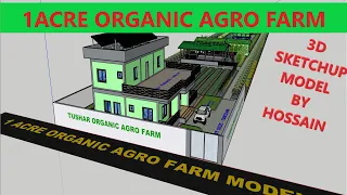 1 Acre organic agro farm model Integrated Farming System IFS. 3D SKETCHUP MODEL BY @MohammedOrganic