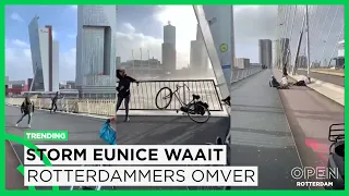 Rotterdammers komen bijna Erasmusbrug niet over door Storm Eunice | Trending