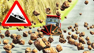 BeamNG.Drive - Cars vs Rockslide #2 (800 Rocks)
