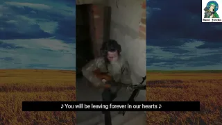 Ukrainian tank soldier uplifting guitar song