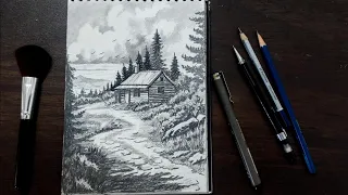 How to Draw A Landscape with Pencil// Easy Drawing Tutorial for Beginners//Step by Step