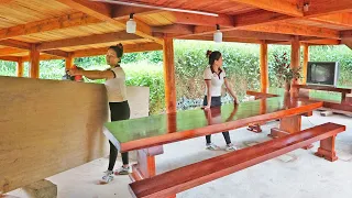 Full Video: Process Make Big Wooden Table & Chair, Woodworking Large Wood, BUILD BIGGEST LOG CABIN