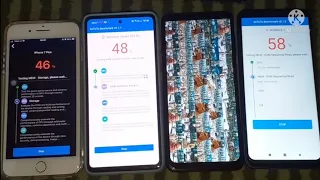 iphone 7 plus vs samsung a52 5g vs samsung a12 vs redmi 9a antutu benchmark test