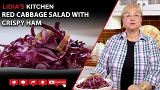 Red Cabbage Salad with Cubed Crispy Ham