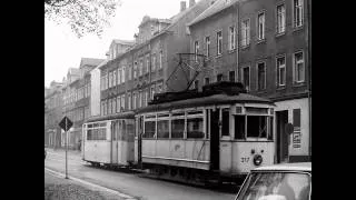 5 Fotos der letzten Fahrt der Straßenbahn Linie 3 in Chemnitz von Rottluff  1988