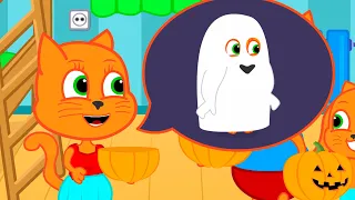 Cats Family in English - Ghost themed party Cartoon for Kids