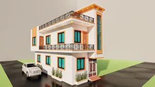 4 Bedroom house plan,3D 16 by 35 makan ka naksha,duplex corner house plan,3D house map