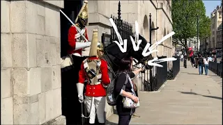 RUDE IDIOT DISRESPECT woman, she actually INTERRUPTS  the king’s guard INSPECTION 😡🤬