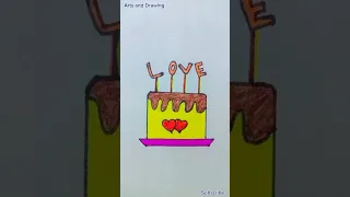How to Draw Cute Simple Love Cake || Easy Cake Drawing🎂 #shorts #cake #youtubeshorts