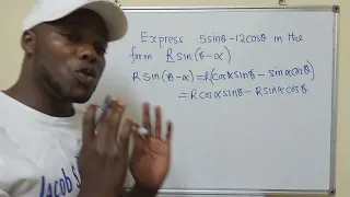 Express 5sin(theta) - 12cos(theta) in the form Rsin(theta-alpha)