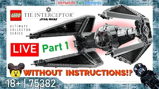 LEGO UCS TIE Interceptor 75382 LIVE Build WITHOUT INSTRUCTIONS! 🤯