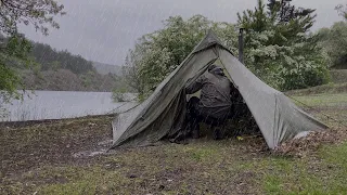 Solo Camping • Camping With Heavy Rain All Night • Relaxing Sound of Real Heavy Rain -ASMR