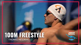 Thomas Heilman Takes Gold in 100M Freestyle | 2022 Speedo Junior National Championships | Irvine CA