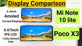 Poco x3 vs mi note 10 lite display comparison indepth review