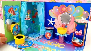 DIY Miniature Cardboard House # 16 Mermaid bathroom decor with Princess Ariel Theme