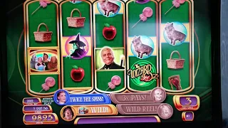 Jackpot ☆☆  Wizard of Oz Ruby Slippers Slot Machine Free Spin Bonus Max Bet ☆☆ Handpay WMS Williams