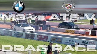 Cadillac ATS-V vs BMW M3 1/4 Mile Drag Race at FL2K