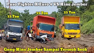 Diluar Dugaan Kok Bisa Hino Jember Terseok Seok Mengikuti Jeja Fuso FighterX E4 Dijalan Tanah Hitam