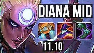 DIANA vs EKKO (MID) | 9/0/4, 900+ games, Legendary | KR Diamond | v11.10