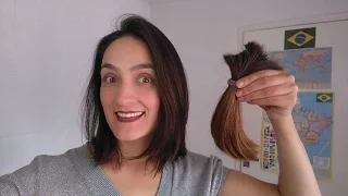 Como cortar o cabelo sozinha (Corte Long Bob) Amei! Simples e Fácil.