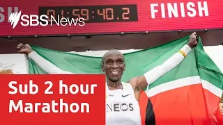 Marathon star Eliud Kipchoge becomes the first man to finish a marathon in under two hours