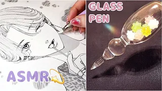 Draw a monochrome illustration with a konpeito glass pen🌟ASMR