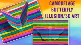 Camouflage Butterfly Illusion/3D art for kids