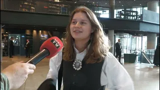 Marie Ulven (girl in red) attends the debut of Princess Ingrid Alexandra of Norway || VGTV Interview