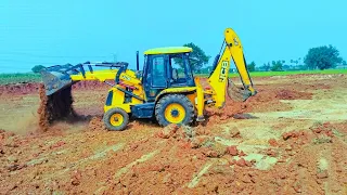 JCB 3dx going to my Village new Farming Land Levelling|JCB 3dx farming leveling cleaning|JCB video