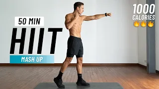 50 Min Killer HIIT Workout For Fat Loss | Burn 1000 Calories (Full Body, No Repeats)