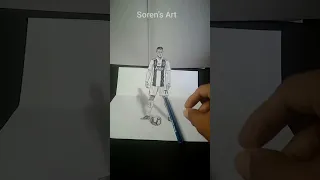 3D Cristiano Ronaldo drawing ⚽| Soren's Art #cristianoronaldo #drawing #sjram #shorts #fifa22