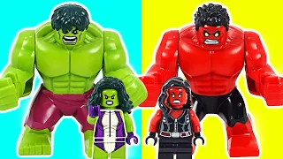 Lego Marvel Red Hulk, Red She-Hulk VS Hulk, She-Hulk battle! | DuDuPopTOY