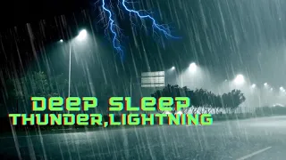 🍃Thunder lightning rain sound 4K / Sleep-inducing, stress relief, white noise ASMR