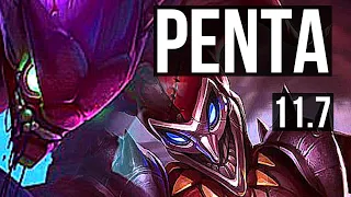 KHA'ZIX vs SHACO (JUNGLE) | Penta, 1200+ games, 1.1M mastery, Godlike, 14/4/7 | KR Diamond | v11.7