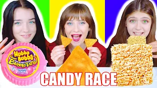 ASMR Candy Race with Tiny Hands VS Square, Triangle, Circle Mukbang