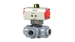 Air Actuated 3-Way L-Port PVC Ball Valves - Scotch Yoke