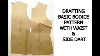 [step by step] How To Draft Basic Bodice Pattern With Darts For BEGINNERS