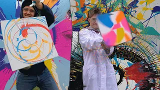 Spinning Art Painting in 8x Slow Motion (Canvas Drill Spinning)