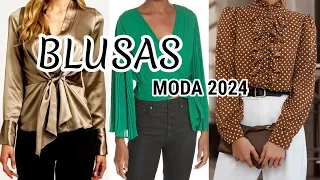 BELLAS ELEGANTES Y SENCILLAS BLUSAS DE MODA OTOÑO INVIERNO 2023 2024 /BLUSAS EN TENDENCIA DE MODA