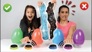 NÃO APERTE O BOTÃO ERRADO DE SLIME SABOTADO!! Edição Ovos Surpresa!(WRONG BUTTON CHALLENGE!)