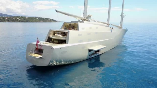 2 Yachts. $1 Billion - Exclusive Close up of Sailing Yacht and Motor Yacht A - 4k