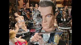 Life Size T-1000 PureArts Deluxe Mask + SiDESHOW 1:2 Bust + CUSTOM Statue: DEADLY Cybernetic Trinity