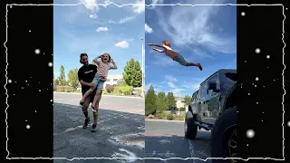 ADLEY JUMPS dad's MONSTER TRUCK!!!  Brave jump from the top of the jeep at The Spacestation! #Shorts