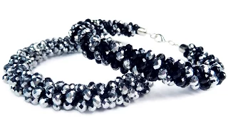 DIY: Kumihimo blacelet with beads / Браслет "Кумихимо" с бисером из 8 нитей своими руками