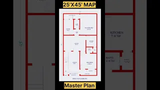 25 X 45 House Plan Design , 1125 square feet Map with complete details Parking, Home Plan #unique