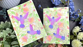 Partial See Through Tri-Fold Card | Bibi's Hummingbirds for Spellbinders